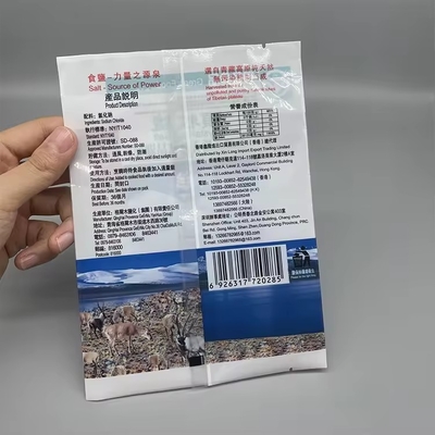 Drukowanie na zamówienie Trójstronne pieczęcie próżniowe z tyłu pieczęcie do soli plastikowe białe Mylar Zipper pouchę opakowanie z przejrzystym oknem