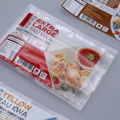 Zawierające trzy strony, opakowania z nailonem, zamrożone jedzenie, krewetki, owoce morza