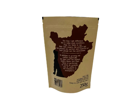 Kompostowalny biodegradowalny standup płaski dno Kraft Paper Food Packing Zipper Pocket Custom wydrukowany worek do kawy z zaworem