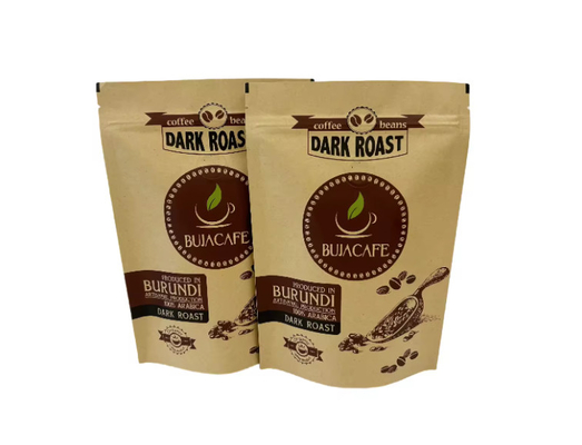 Kompostowalny biodegradowalny standup płaski dno Kraft Paper Food Packing Zipper Pocket Custom wydrukowany worek do kawy z zaworem