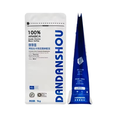 Recyklingowe drukowane na zamówienie płaskie dno 250g 1lb Bean Coffee Bags Valve Side Gusset Side Packaging