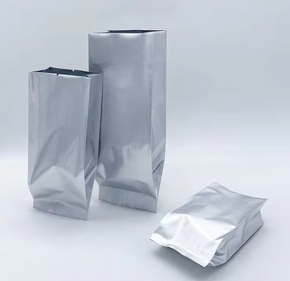 Glossy Silver Aluminium Foil Laminated Heat Seal Back Sealing Side Sealing Gusset Food Packaging Bag Bags Coffee Bean Bags