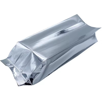 Glossy Silver Aluminium Foil Laminated Heat Seal Back Sealing Side Sealing Gusset Food Packaging Bag Bags Coffee Bean Bags