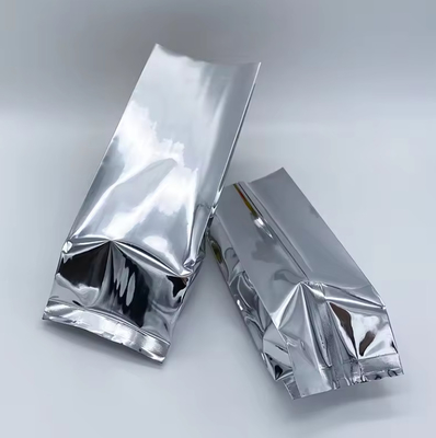 Glossy Silver Aluminium Foil Laminated Heat Seal Back Sealing Side Sealing Gusset Food Packaging Bag Bags Coffee Bean Bags