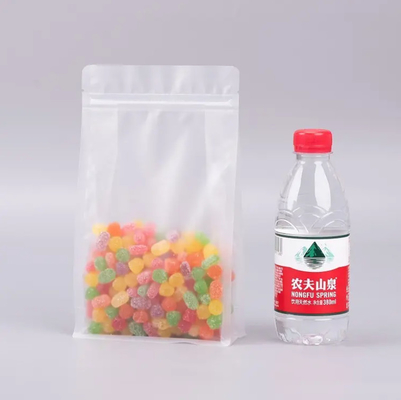 Niestandardowe płaskie spodnie osiem stronne pieczęcie przejrzyste przezroczyste zamek z cyprem Suche Fruit Food Rice Packaging Plastic Stand Up Bag