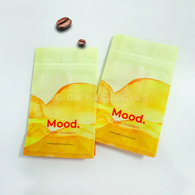 Logo niestandardowe Gusset boczny płaski z dolnej części Ziarna kawy Opakowanie laminowane 100g 150g 250g 500g 1kg worki z zaworem