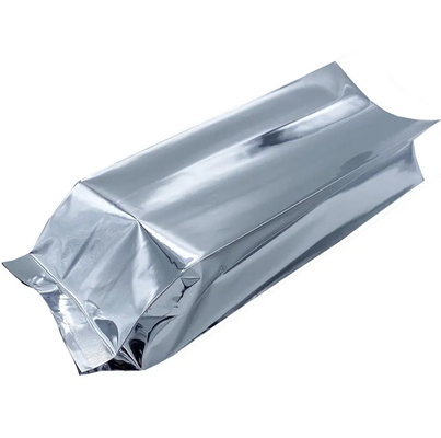 Glossy Silver Aluminium Foil Laminated Heat Seal Back Sealing Side Gusset Food Packaging Pouch Vakuum Food Tea Coffee Bean Bags
