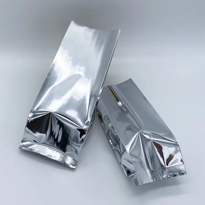 Glossy Silver Aluminium Foil Laminated Heat Seal Back Sealing Side Gusset Food Packaging Pouch Vakuum Food Tea Coffee Bean Bags