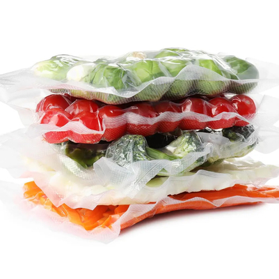 Zamrożone opakowania żywności, przejrzyste plastikowe plastiki nylonowe