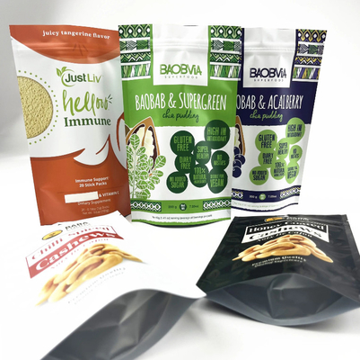 Bezpłatne próbki Digital Printing Bags Mylar Bag Zipper Smell Proof Nut Cashew Packaging Bag Matte Surface Doypack dla orzechów