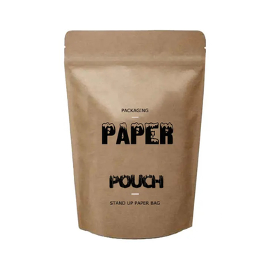Doypack Ziplock Brązowy Biały Papier Kraftowy Stojące Worki Żywność Proszek Herbata Kawa Opakowanie Zipper Bags