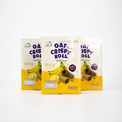Dedykowane drukowanie cyfrowe Thai Snacks Banana Oat Crispy Roll Back Zamknięty worek Aluminiowy opakowanie żywności