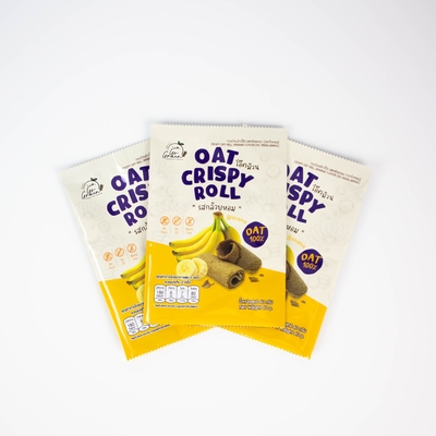 Dedykowane drukowanie cyfrowe Thai Snacks Banana Oat Crispy Roll Back Zamknięty worek Aluminiowy opakowanie żywności