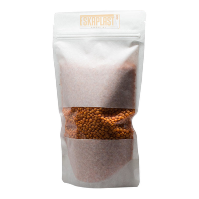 Biała torba ze skóry bydlęcej (torba stojąca) z małym okienkiem, niestandardowy nadruk na zamku błyskawicznym, torba stojąca z papieru kraft/torba do pakowania żywności