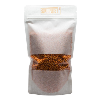 Biała torba ze skóry bydlęcej (torba stojąca) z małym okienkiem, niestandardowy nadruk na zamku błyskawicznym, torba stojąca z papieru kraft/torba do pakowania żywności