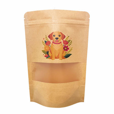 Eco-Friendly Packaging For Coffee Beans Tea Food Snacks Kraft Paper Clear Stand-Up Resealable Zip Lock Custom Logo