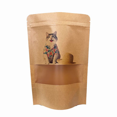 Eco-Friendly Packaging For Coffee Beans Tea Food Snacks Kraft Paper Clear Stand-Up Resealable Zip Lock Custom Logo