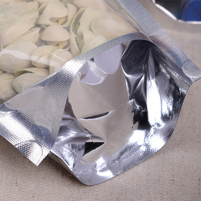 Stojące woreczki z folii aluminiowej k z możliwością ponownego zamykania z przezroczystym frontem
