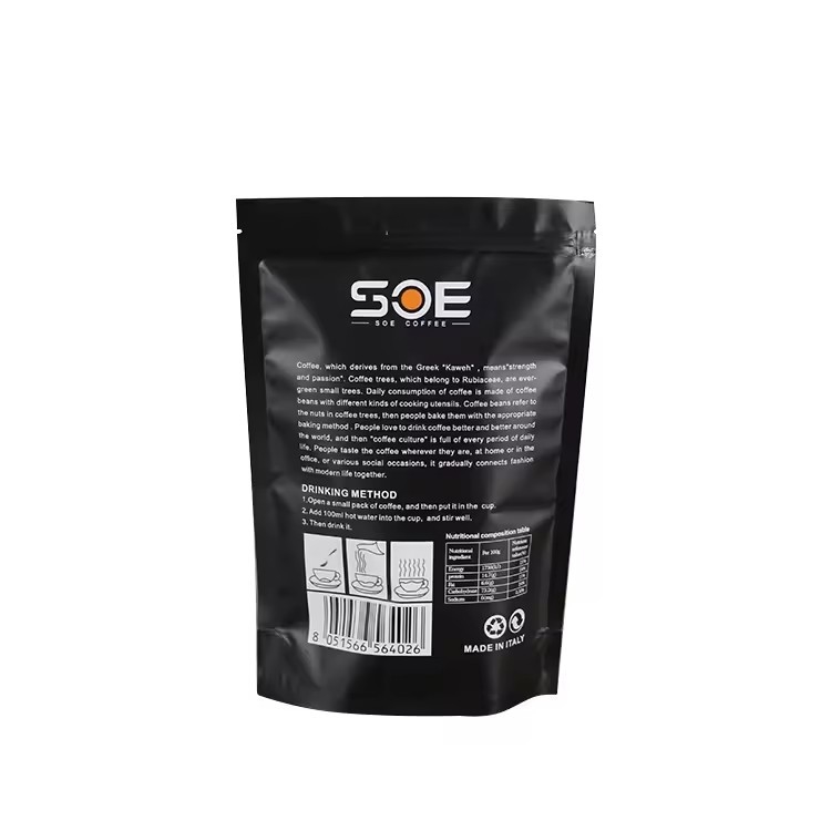 Logo niestandardowe Stojące ponownie zamykane folia aluminiowa plastikowe opakowania Food Pocket Z Zipperem
