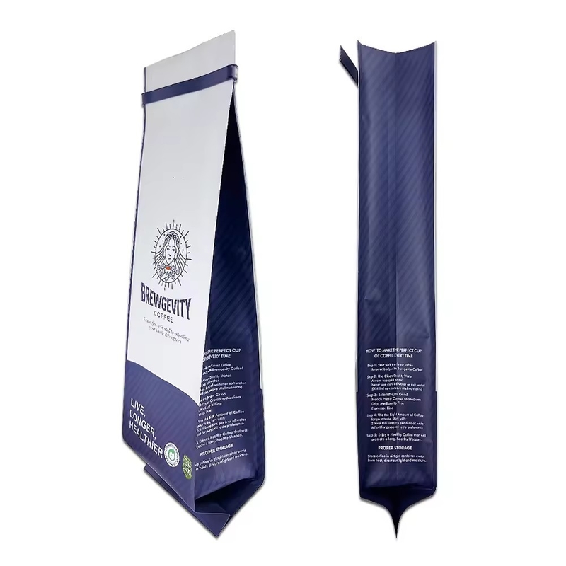 1kg 2kg Laminatowy Side Gusset Pouch Custom Logo Printing Coffee Powder Bag With Tin Tale