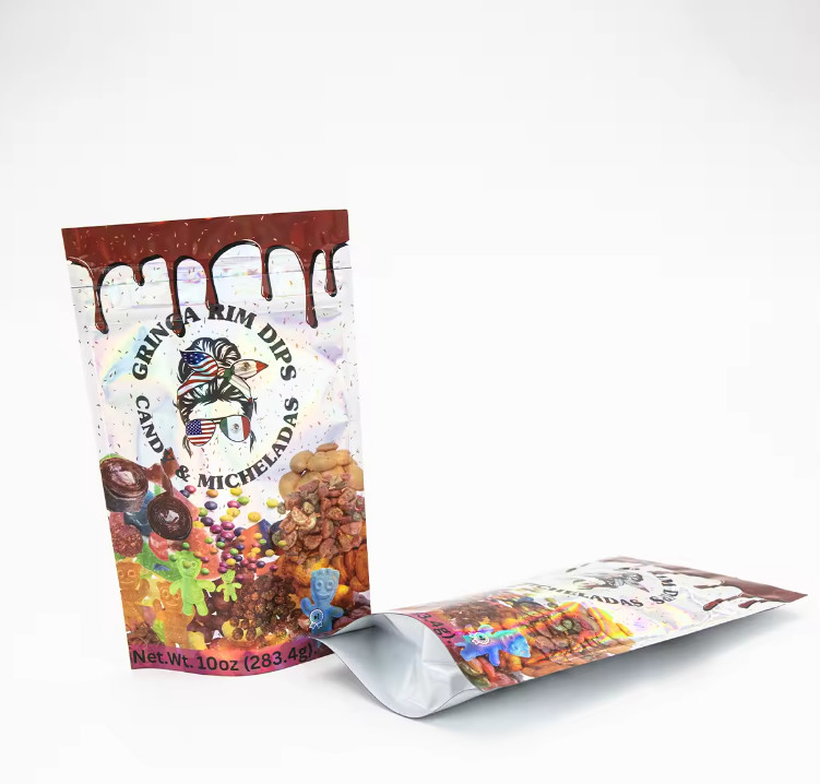 Fabryka Niestandardowy Drukowany Cukier Opakowania Żywnościowe Opakowania Plastikowe Folia Aluminiowa Mylar Stać Pocket Bag Die Cut Mylar Bag
