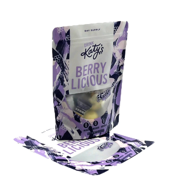 Recykling PET Mylar Ziplock Stand Up Pocket Bag ziołowe zielone liście luźne czarna kawa Doypack Sachet Matcha Tea Bag Przechowywanie