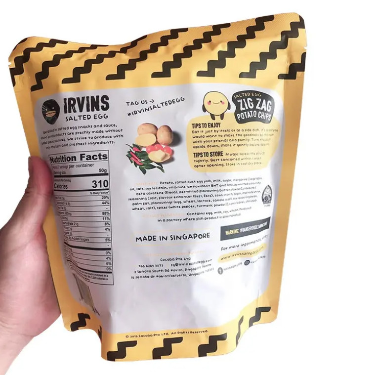 Opatrywanie Chipsów ziemniaczanych Personalizacja Ziplock Wstawać Folia aluminiowa Plastikowa Paczka Żywnościowa Torba do chipsów Śniada