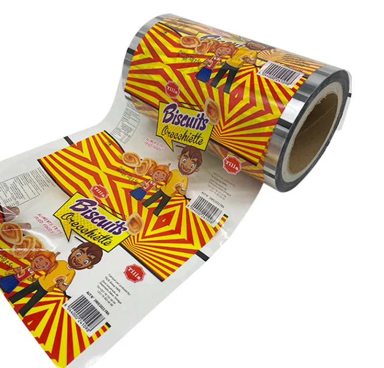 Wydawane na zamówienie Jelly Bag Snacks Packing Automatic Potato Chips Packing Rolls Laminated Pe Food Packing Roll Film