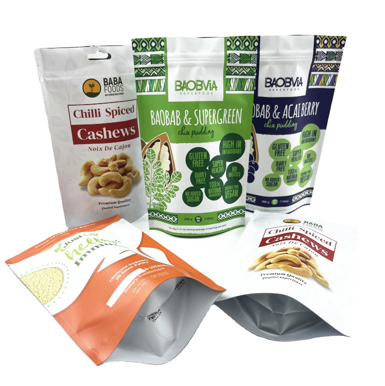 Bezpłatne próbki Digital Printing Bags Mylar Bag Zipper Smell Proof Nut Cashew Packaging Bag Matte Surface Doypack dla orzechów